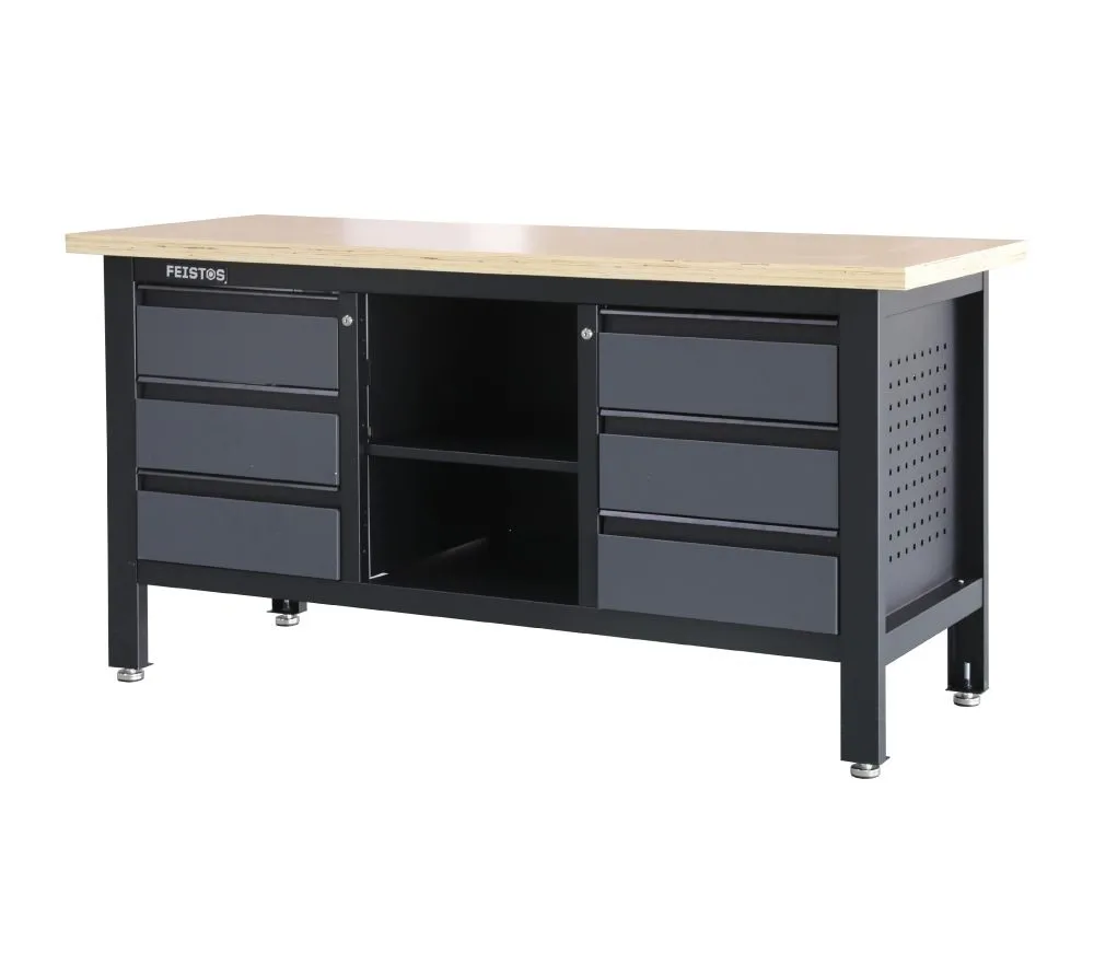 Feistos Wyposażenie warsztatu Workbench Heros 3 Zawiera perforowaną ścianę Antracyt/Czarny 169x60x87cm