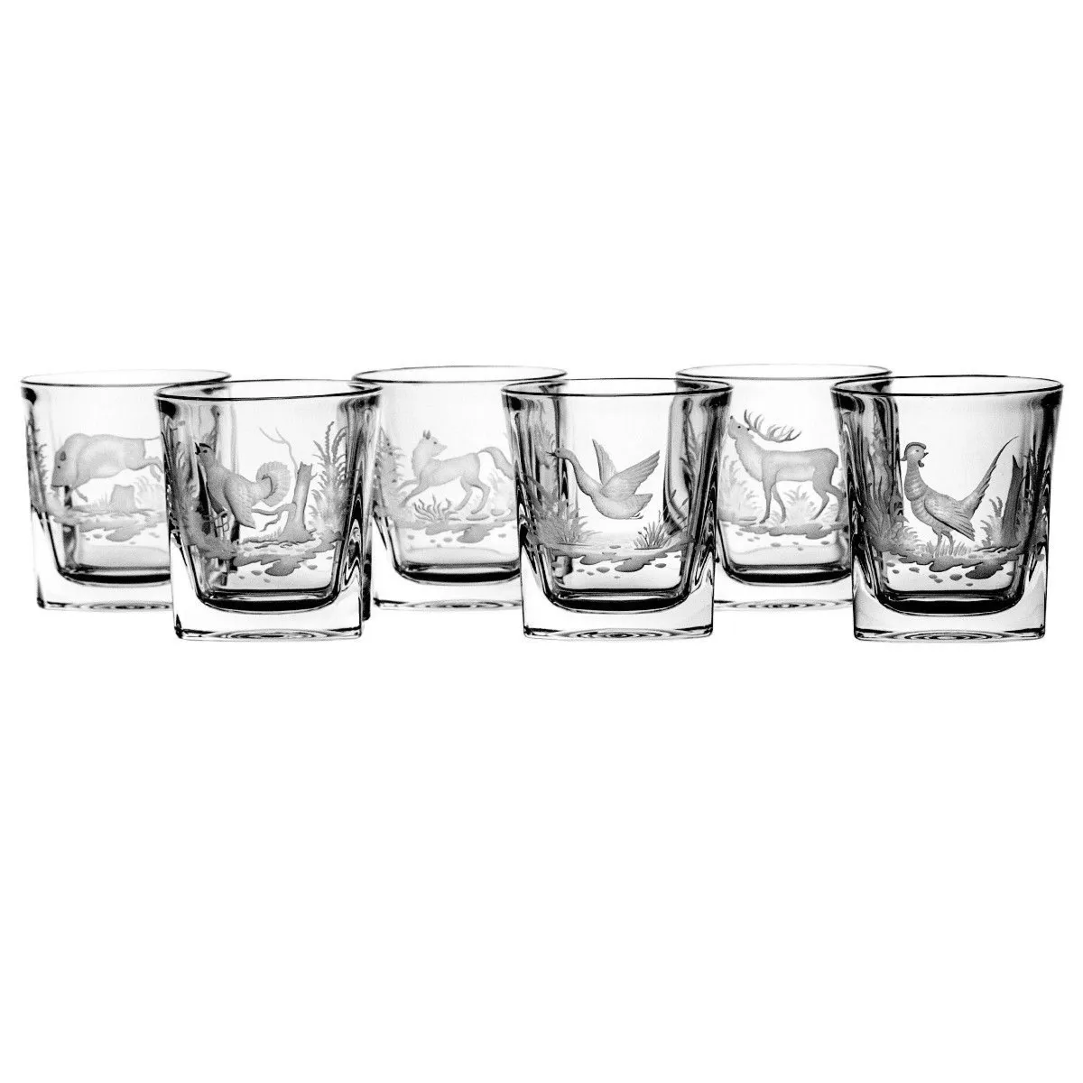 Crystal Julia Szklanki do whisky 6 sztuk z motywem myśliwskim