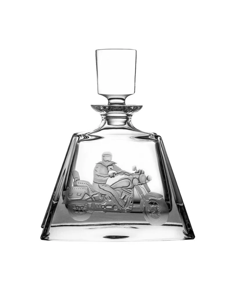 Crystal Julia Karafka kryształowa do whisky koniaku motyw motocyklisty