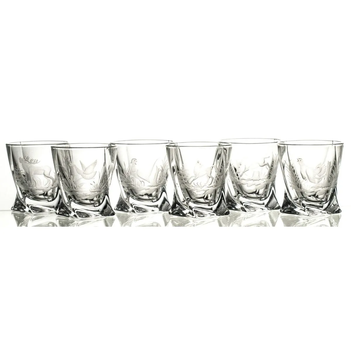 Crystal Julia Kieliszki do wódki 6 sztuk motywy myśliwskie