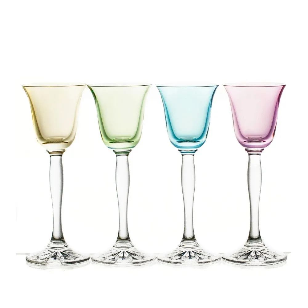 Crystal Julia Kieliszki kolorowe do sherry 4 sztuki