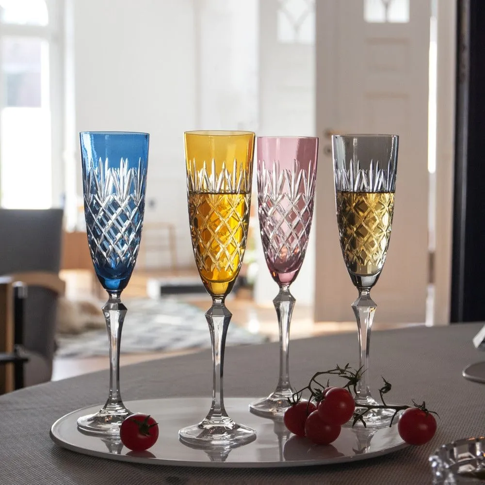 Crystal Julia Kieliszki do szampana prosecco 4 sztuk kolorowe Ananas