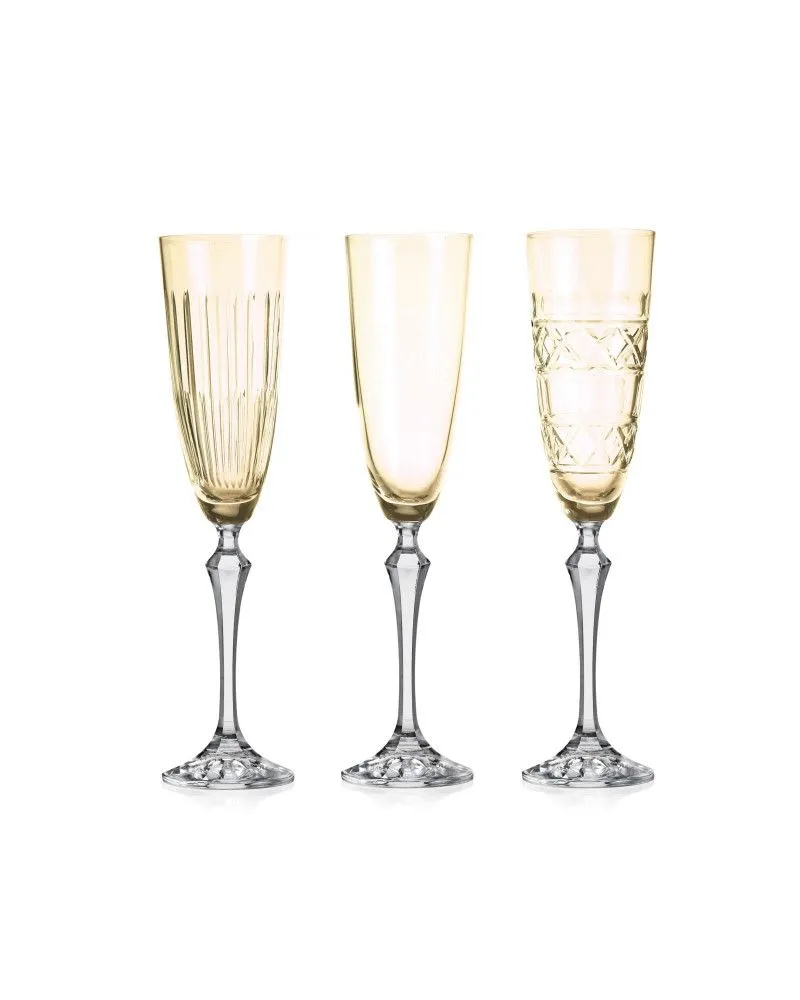 Crystal Julia Kieliszki do szampana prosecco 3 sztuki żółte Veranda