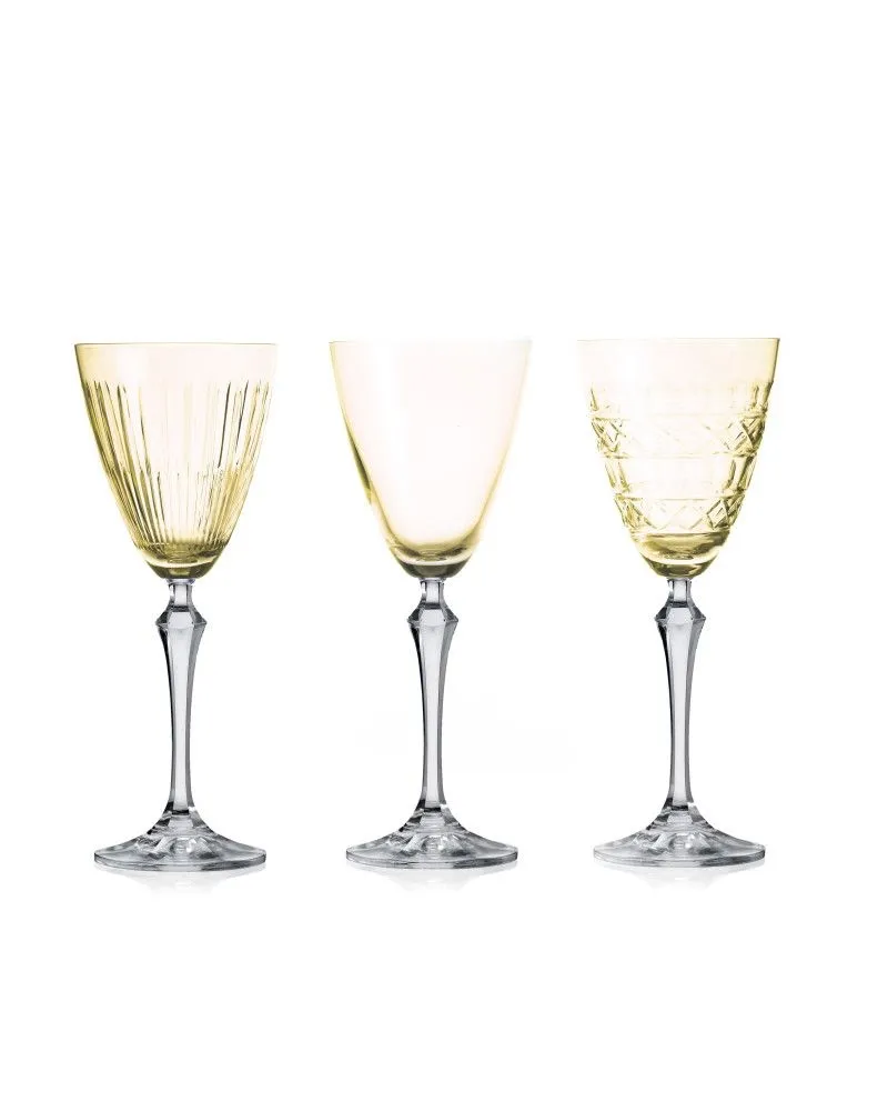 Crystal Julia Kieliszki do wina komplet 3 sztuk żółte Veranda