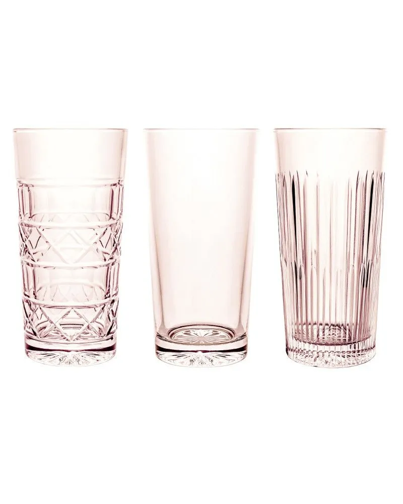 Crystal Julia Szklanki kryształowe wysokie różowe Veranda 3 szt.