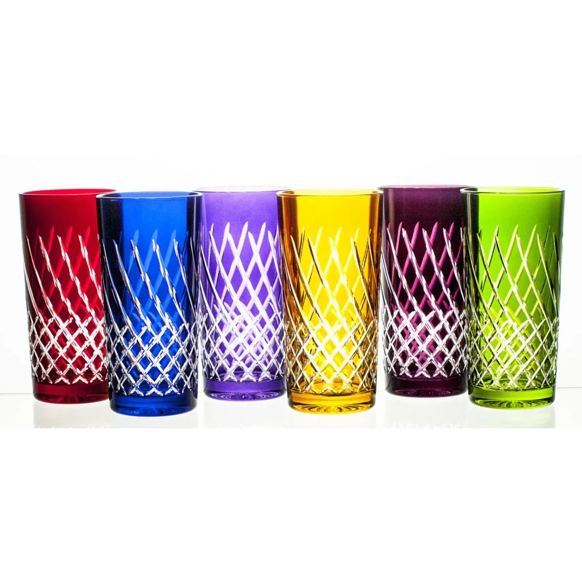 Crystal Julia Szklanki kryształowe wysokie do soku 6 sztuk mix kolorów