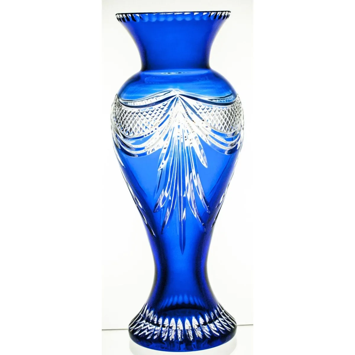 Crystal Julia Wazon kryształowy dwuwarstwowy 40 cm kobalt