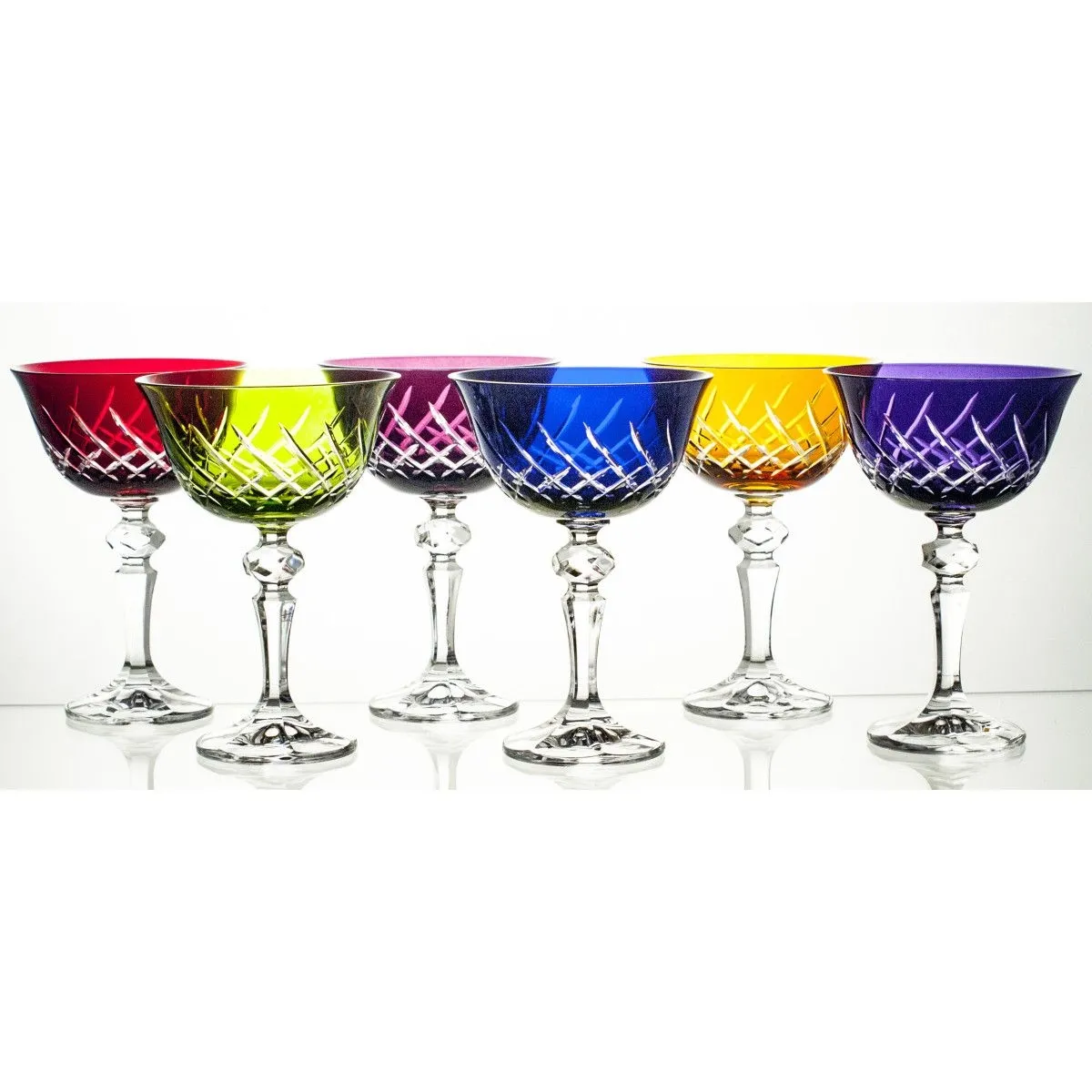 Crystal Julia Kieliszki do martini szampana 6 sztuk mix kolorów