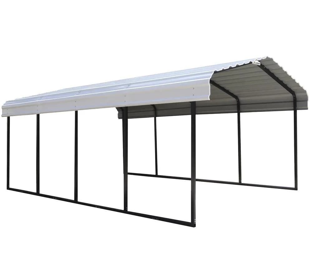 ShelterLogic Stalowy garaż z wiatą Neapol Czarny 602x370x260cm