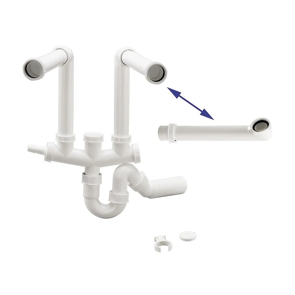 BLANCO Łącznik 2x3,5" / 1x3,5" + 1x1,5" z syfonem sztywnym