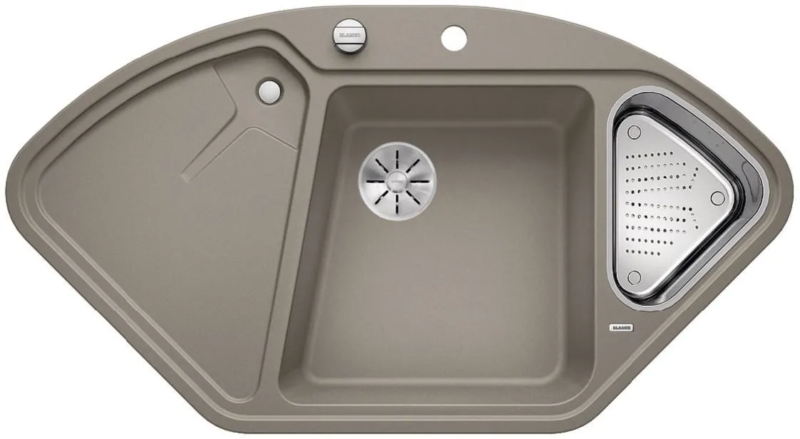 BLANCO DELTA II Silgranit tartufo narożny, korek auto., InFino, odsączarka stalowa