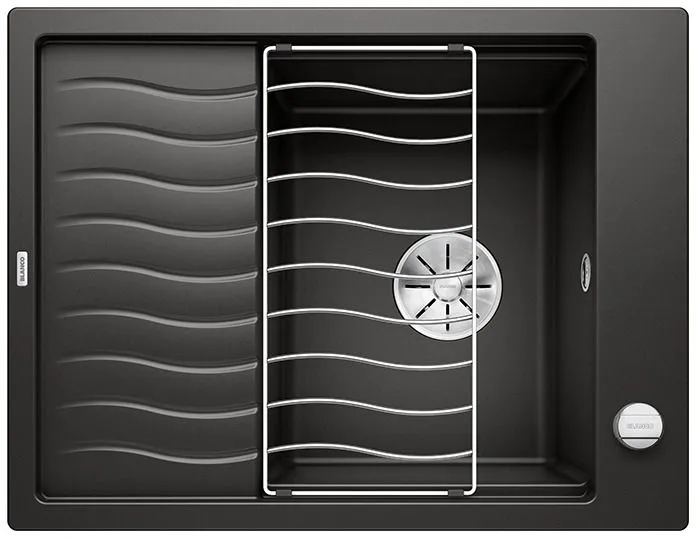 BLANCO ELON 45 S Silgranit czarny odwracalny, korek auto., InFino, kratka ociekowa