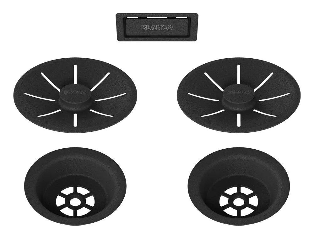 BLANCO Zestaw elementów stalowych w kolorze czarnym, do armatury przelewowo-odpływowej InFino, do dwóch komór