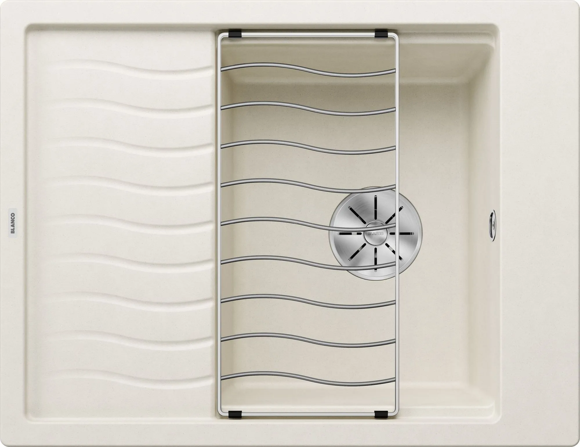 Zlewozmywak ELON 45 S Silgranit delikatny biały odwracalny, InFino, kratka ociekowa