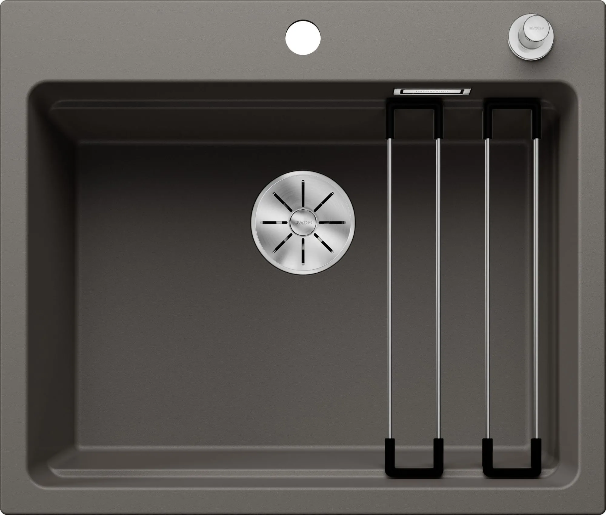 Zlewozmywak ETAGON 6 Silgranit wulkaniczny szary, korek auto., InFino, szyny