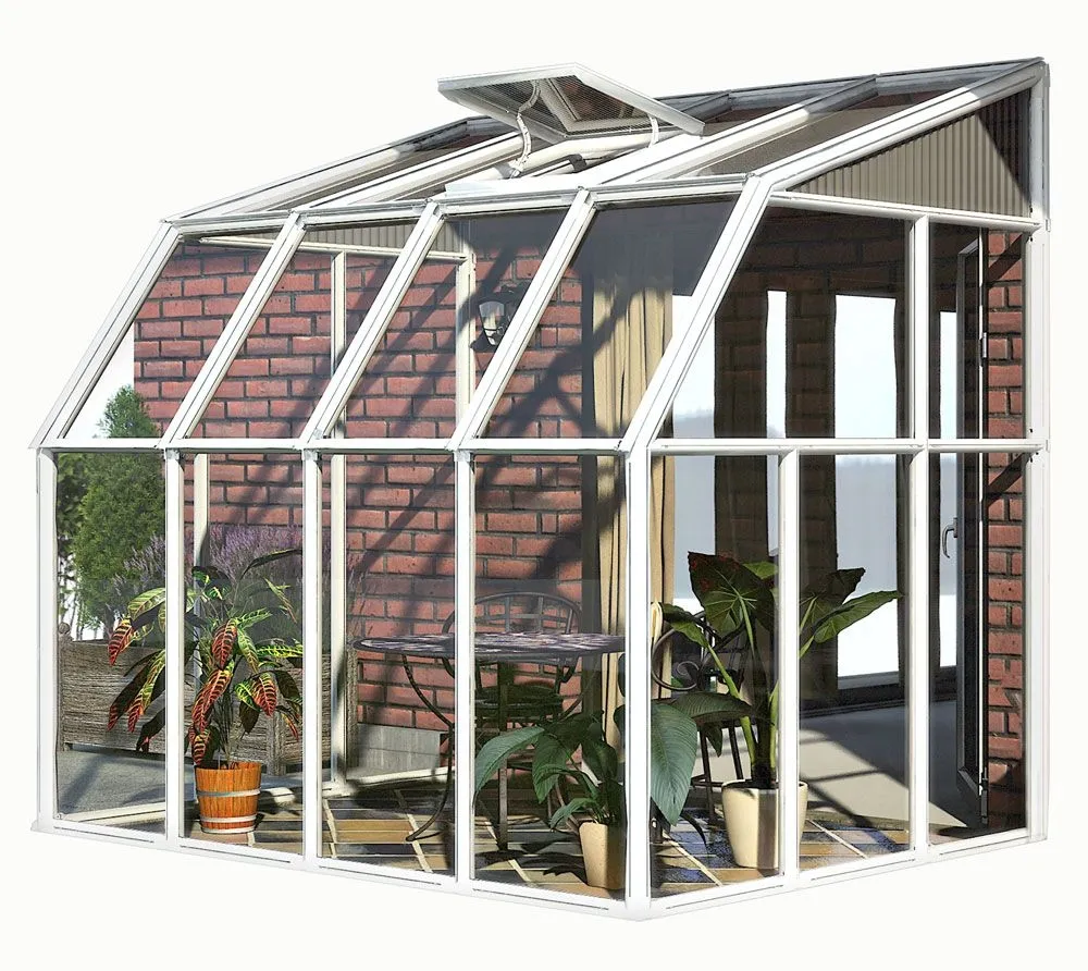 Rion Plastikowa szklarnia przyścienna z ogrodem zimowym Sun Room 34 Biały 262x201x247cm