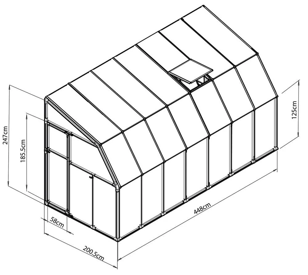 Rion Plastikowa szklarnia przyścienna Sun Room 37 Biały 448x201x247cm