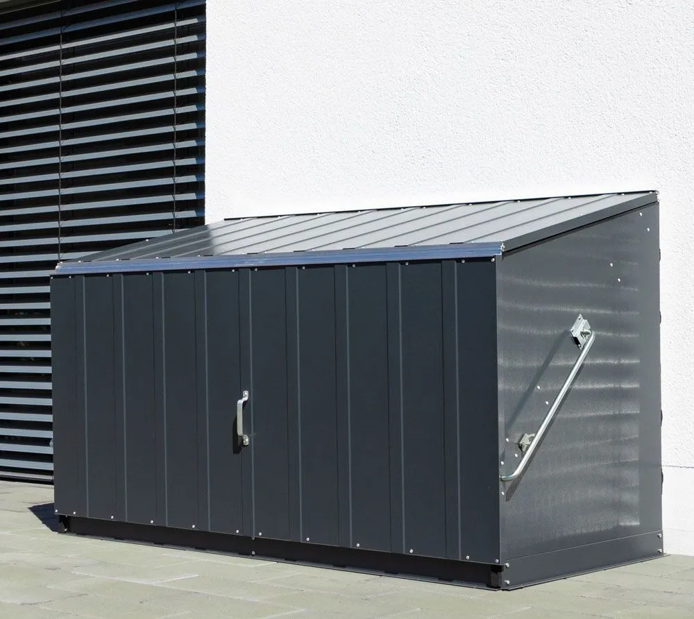 Trimetals Metalowa skrzynia na sprzęt garaż na rowery Strażnik Antracyt 88x194x112cm