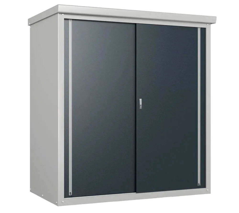 Trimetals Metalowa szafka ogrodowa Guardian D63 Szary 98x172x187 cm Zawiera 2 półki