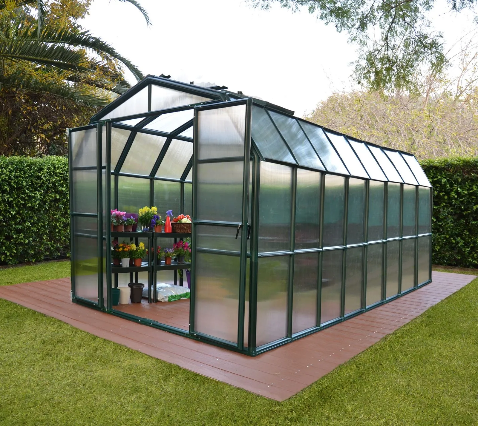 Rion Szklarnia plastikowa Grand Gardener 48 Zielony 514x267x238 cm Łącznie z podstawą