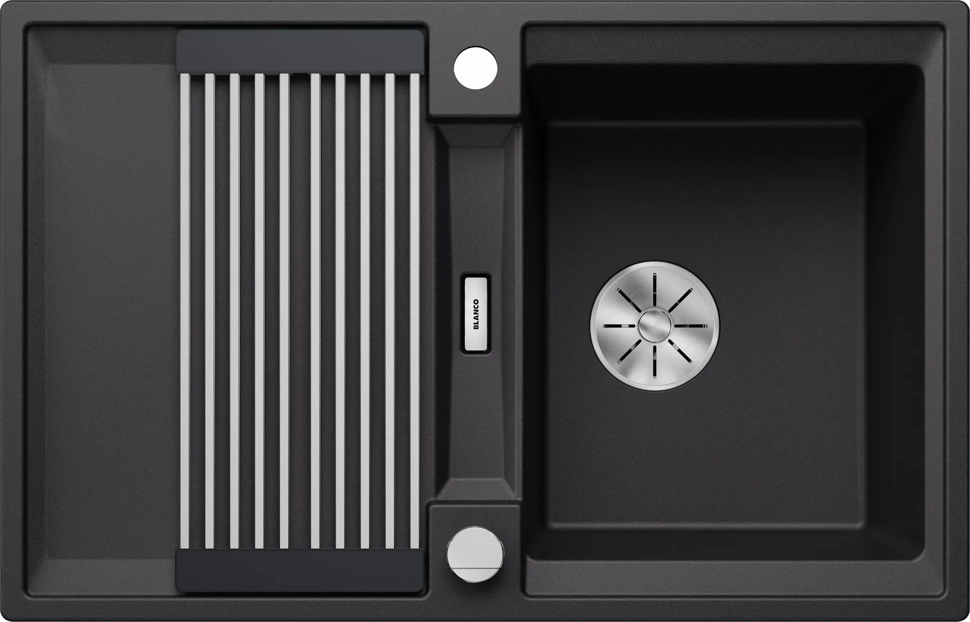 BLANCO ADIRA 45 S Silgranit czarny odwracalny, korek auto., InFino, mata stalowa składana
