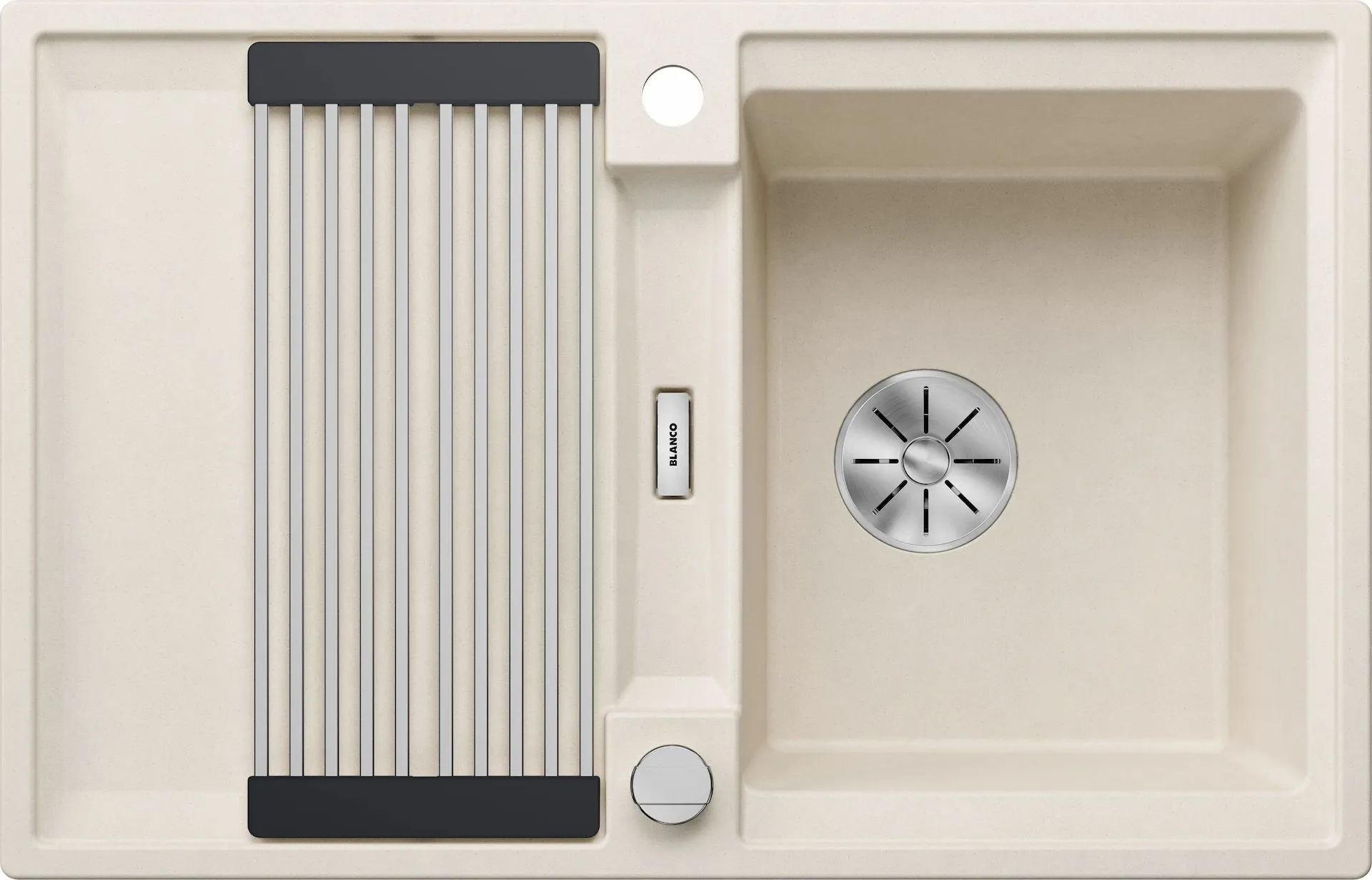 BLANCO ADIRA 45 S Silgranit delikatny biały odwracalny, korek auto., InFino, mata stalowa składana