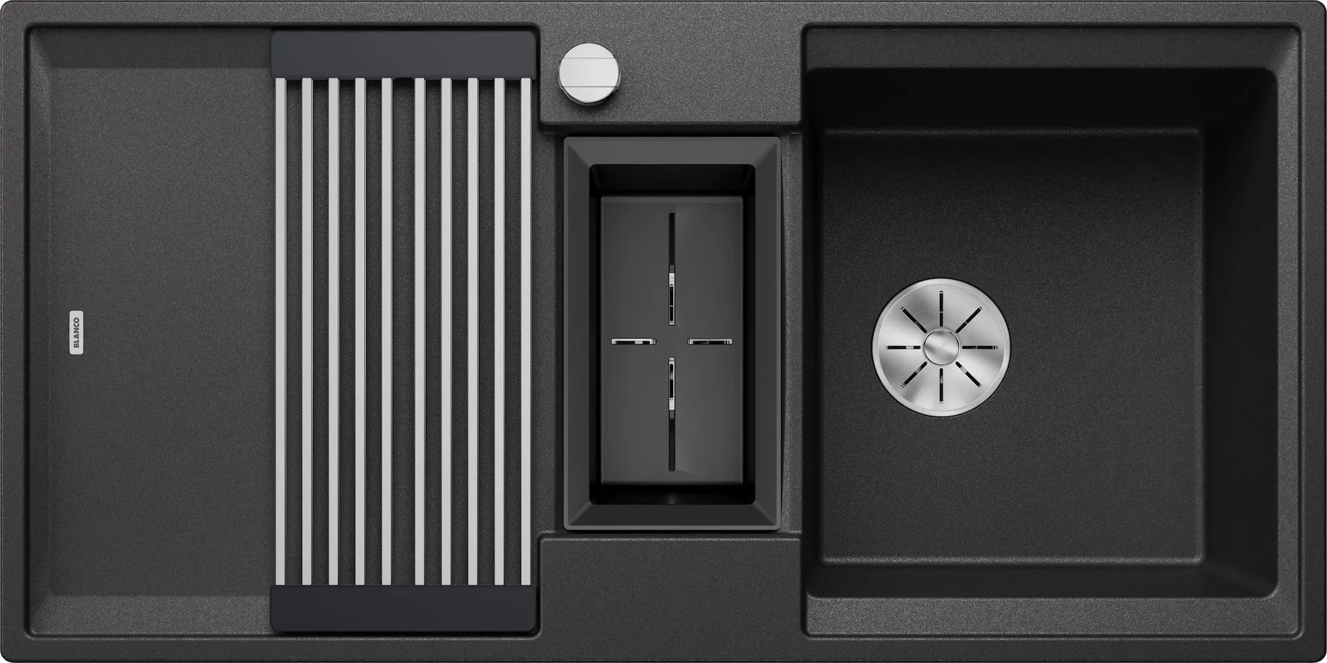 BLANCO ADIRA 6 S Silgranit antracyt odwracalny, korek auto., InFino, mata stalowa składana