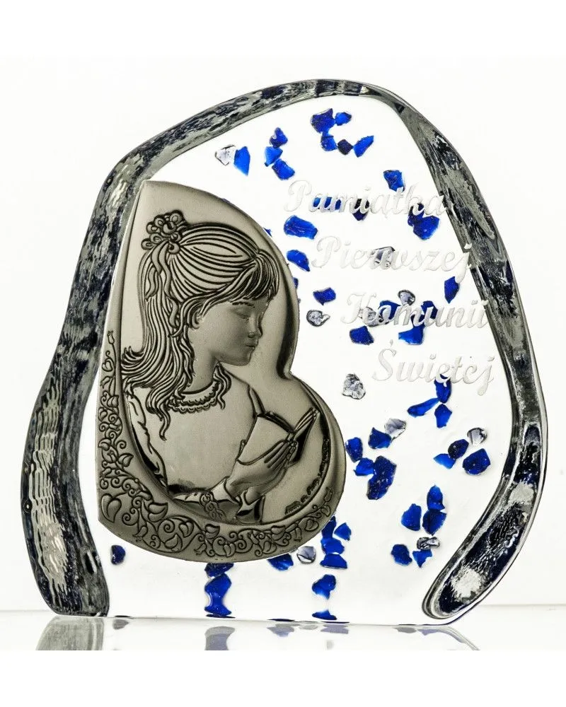 Crystal Julia Skałka przycisk komunia kryształowy z dziewczynką (03394)