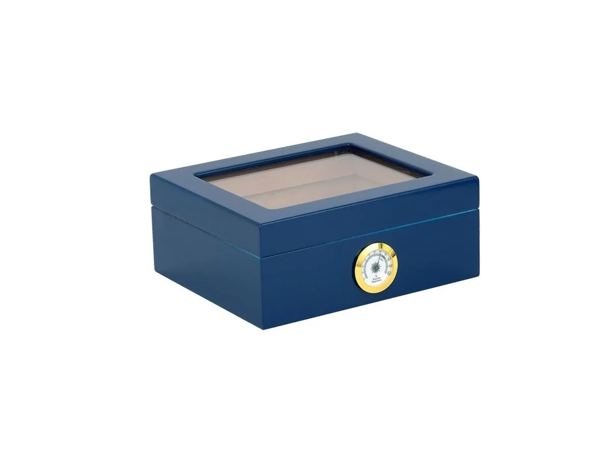 Humidor Supreme UMIDIFICATORE CAPRI GLASSTOP COLOR BLUE Medium HUM-25HYG-BL
