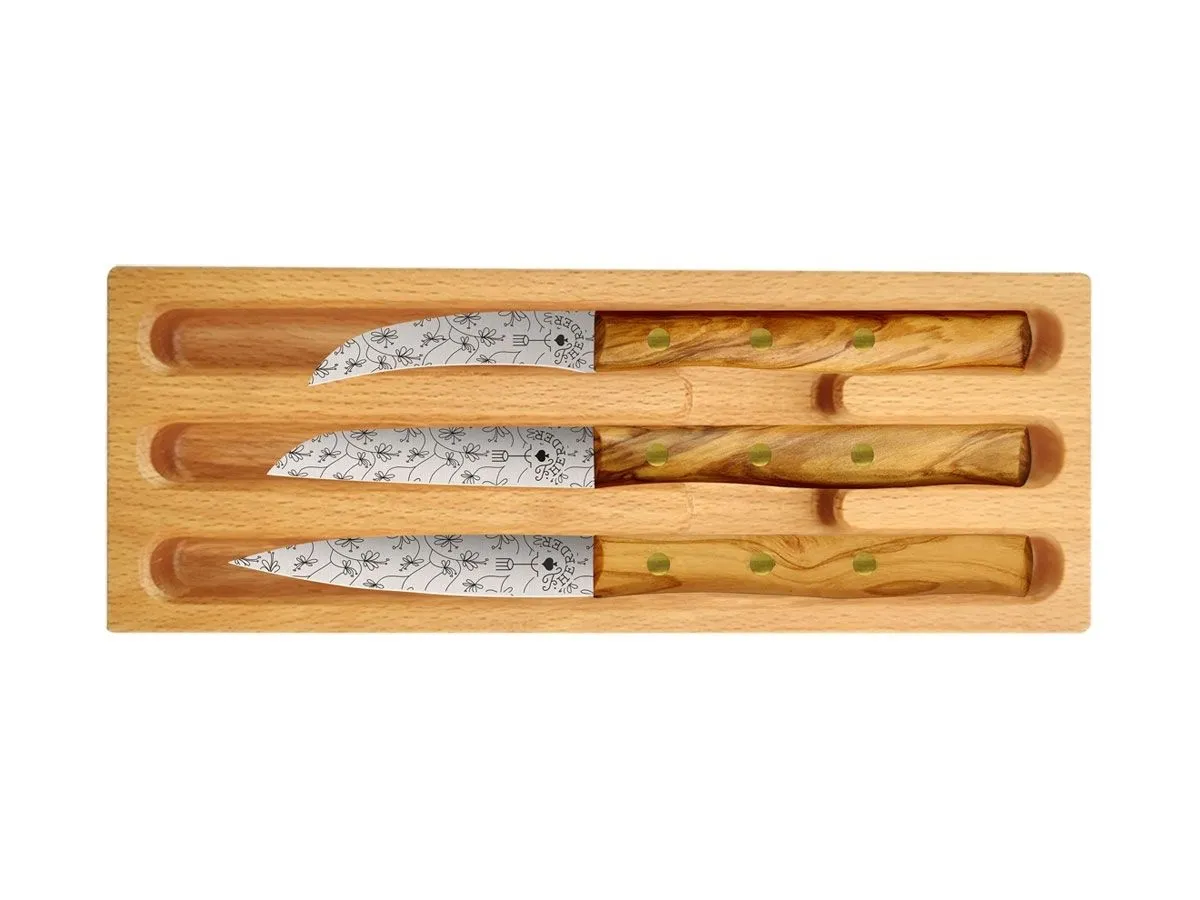 Pikas ZÖPPKEN STYLE SET 3PZ C/CUSTODIA LEGNO Olive Ranken