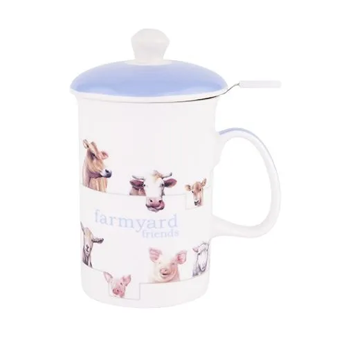 Ashdene Kubek porcelanowy z zaparzaczem do herbaty 16299 przyjaciele z zagrody