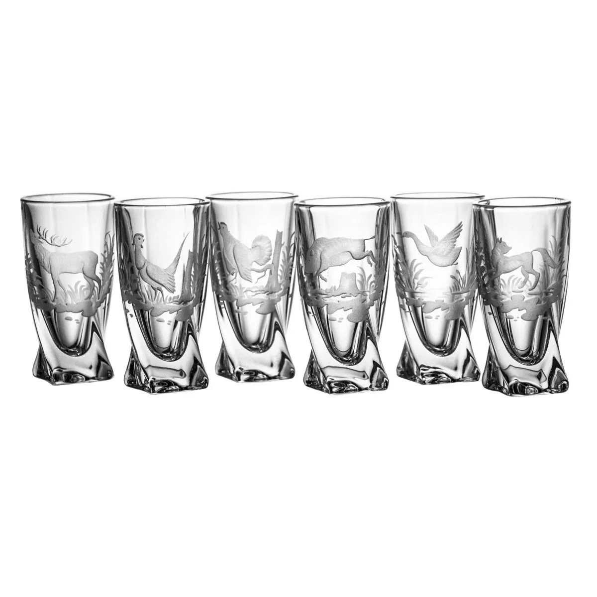 Crystal Julia Kieliszki do wódki 6 sztuk motywy myśliwskie