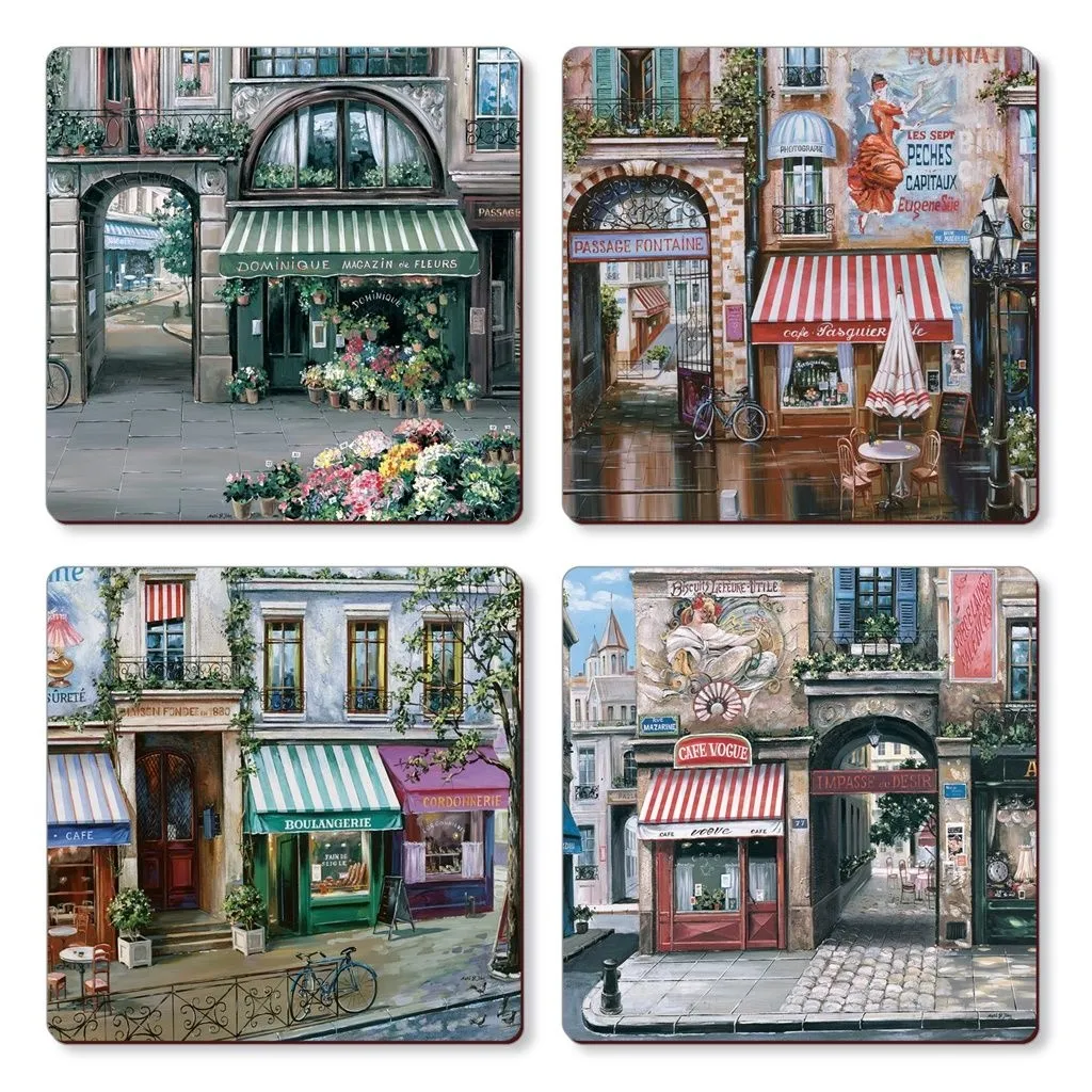 Cala Home Podkładki korkowe małe, pod kubek C16203 Village Square