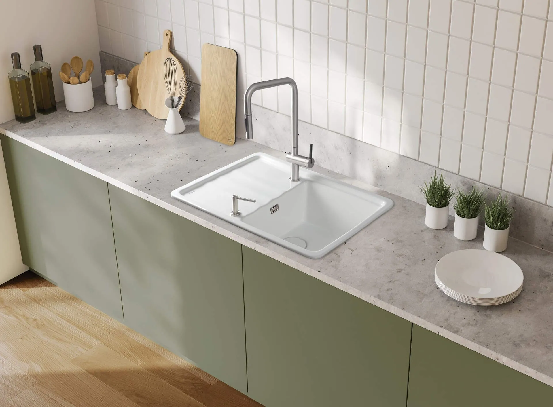 Deante Zlewozmywak ceramiczny 1-komorowy z ociekaczem