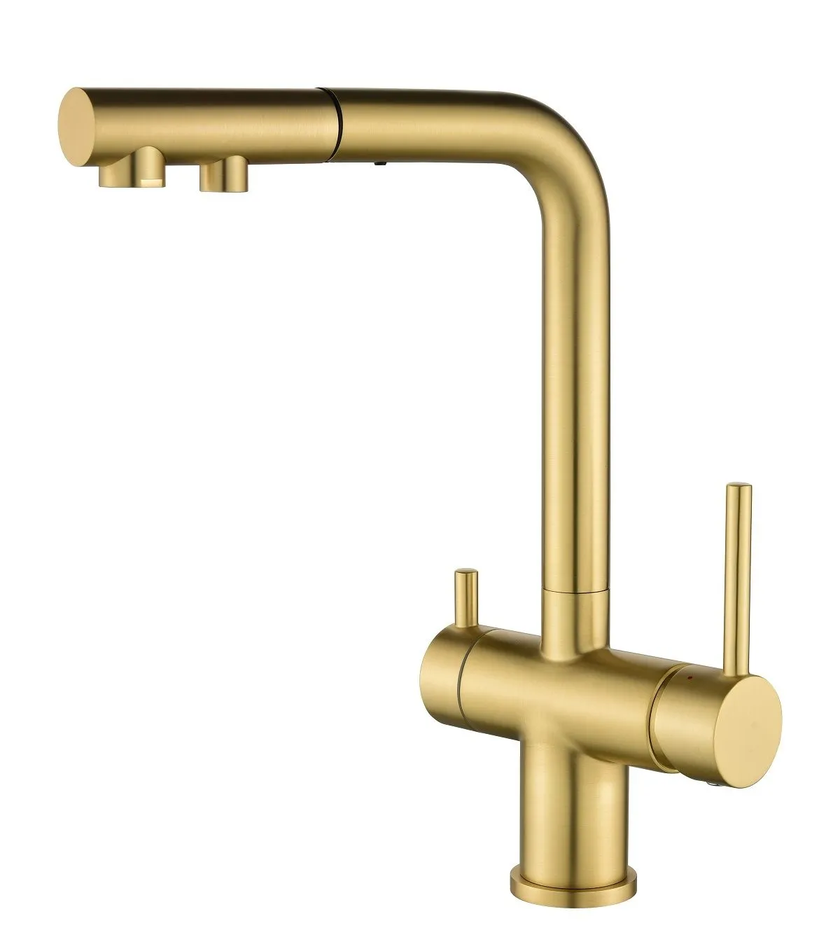 Helika 2683-G Złota bateria z wyciąganą wylewką i podłączeniem do filtra