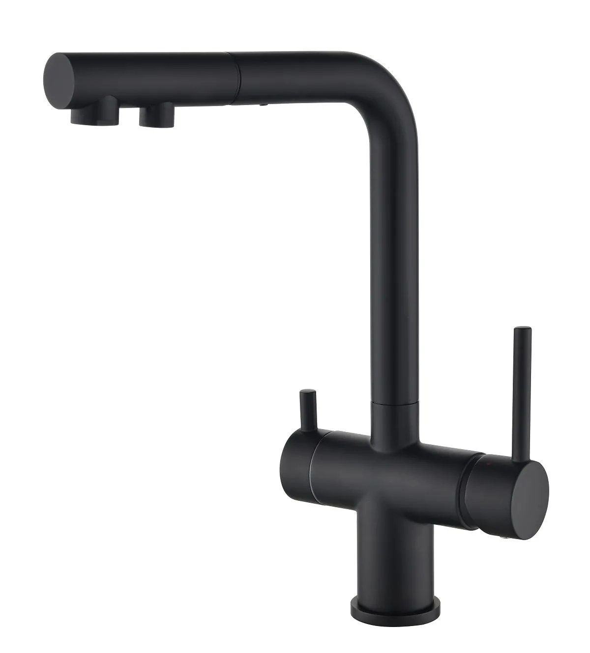 Helika 2683-MB Czarny mat bateria z wyciąganą wylewką i podłączeniem do filtra