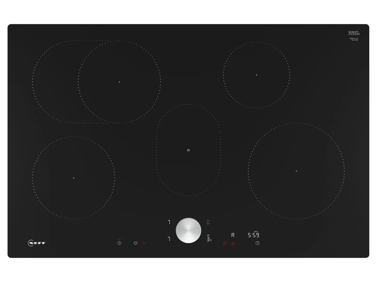 Neff T58PTF1L0 Płyta indukcyjna 80cm do zabudowy na równi z blatem, Twist Pad