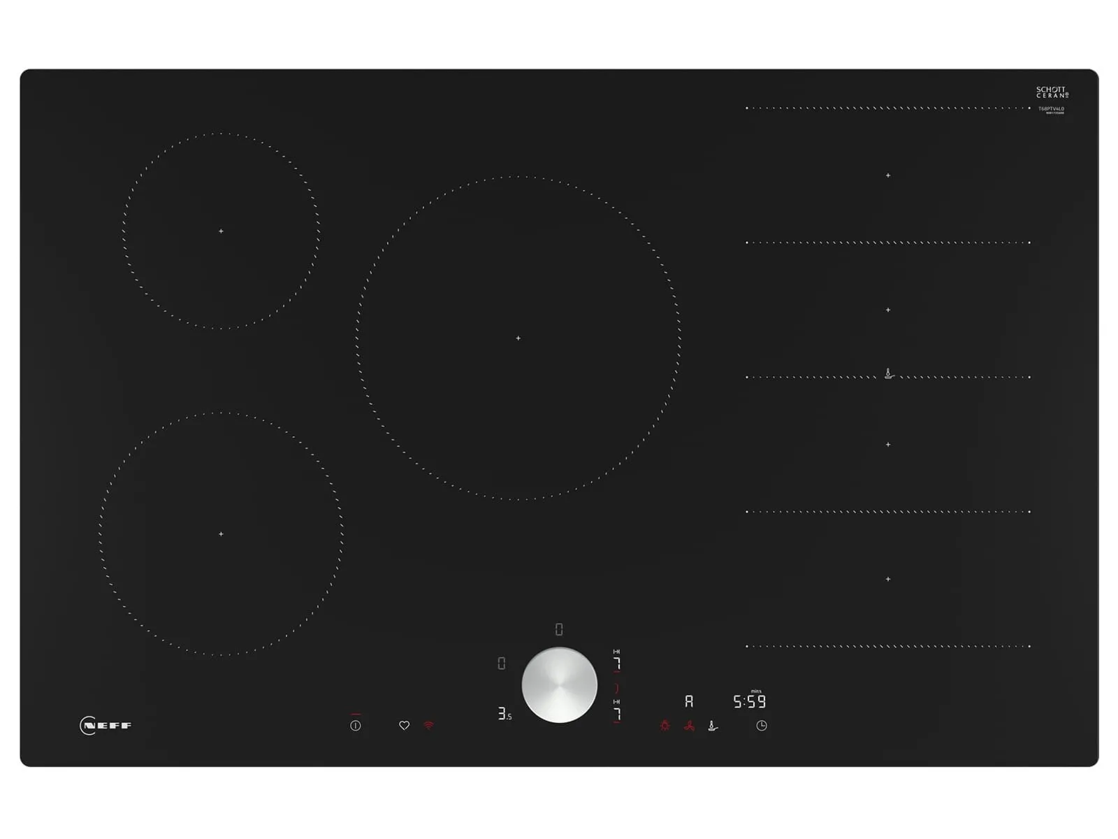 Neff T68PTV4L0 Płyta indukcyjna 80cm do zabudowy na równi z blatem, Twist Pad , Sterowanie okapem , Elastyczne pole