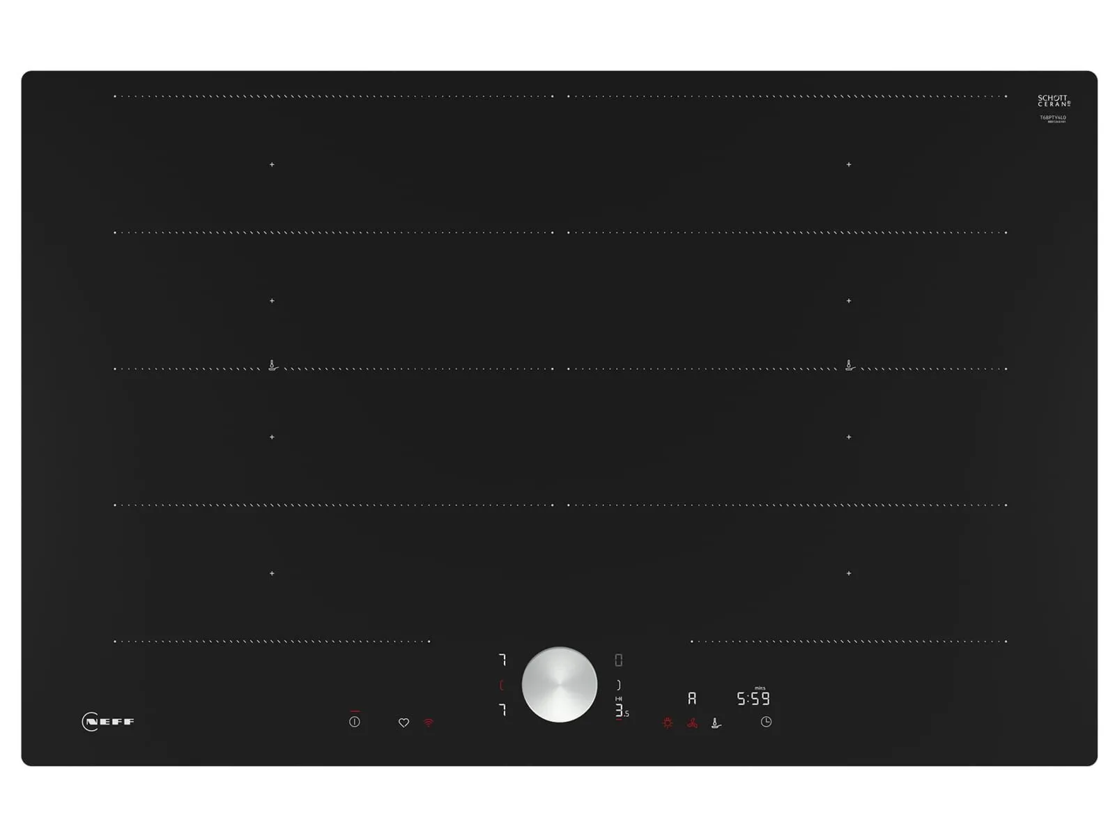 Neff T68PTY4L0 Płyta indukcyjna 80cm do zabudowy na równi z blatem, Twist Pad , Sterowanie okapem , Elastyczne strefy