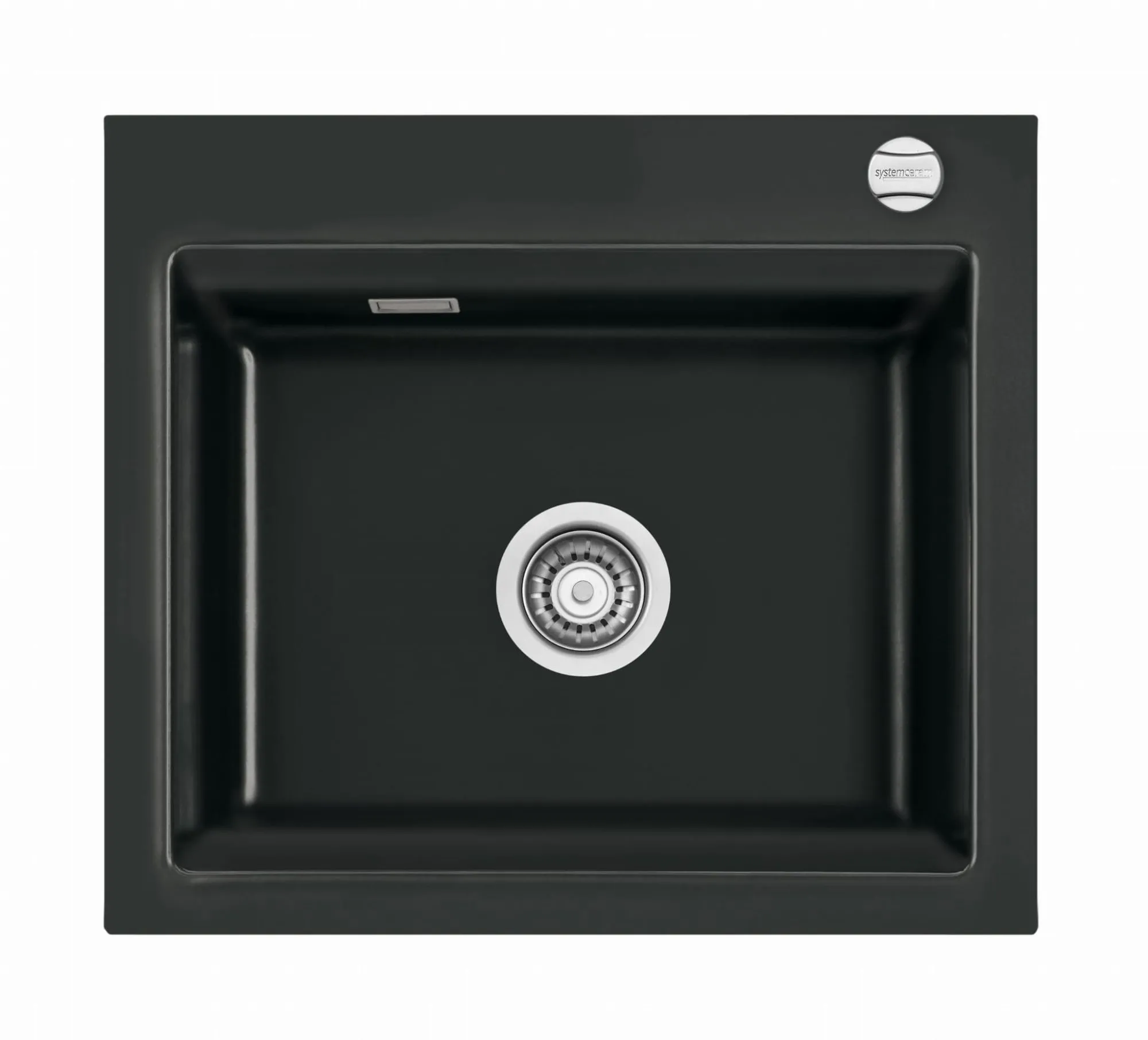 Systemceram Kara 57 Nero zlewozmywak ceramiczny, korek manualny
