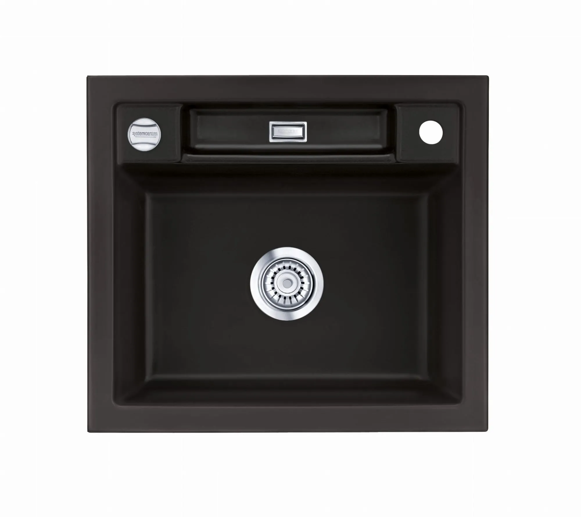 Systemceram Bela 57 Nigra, zlewozmywak ceramiczny, korek manualny