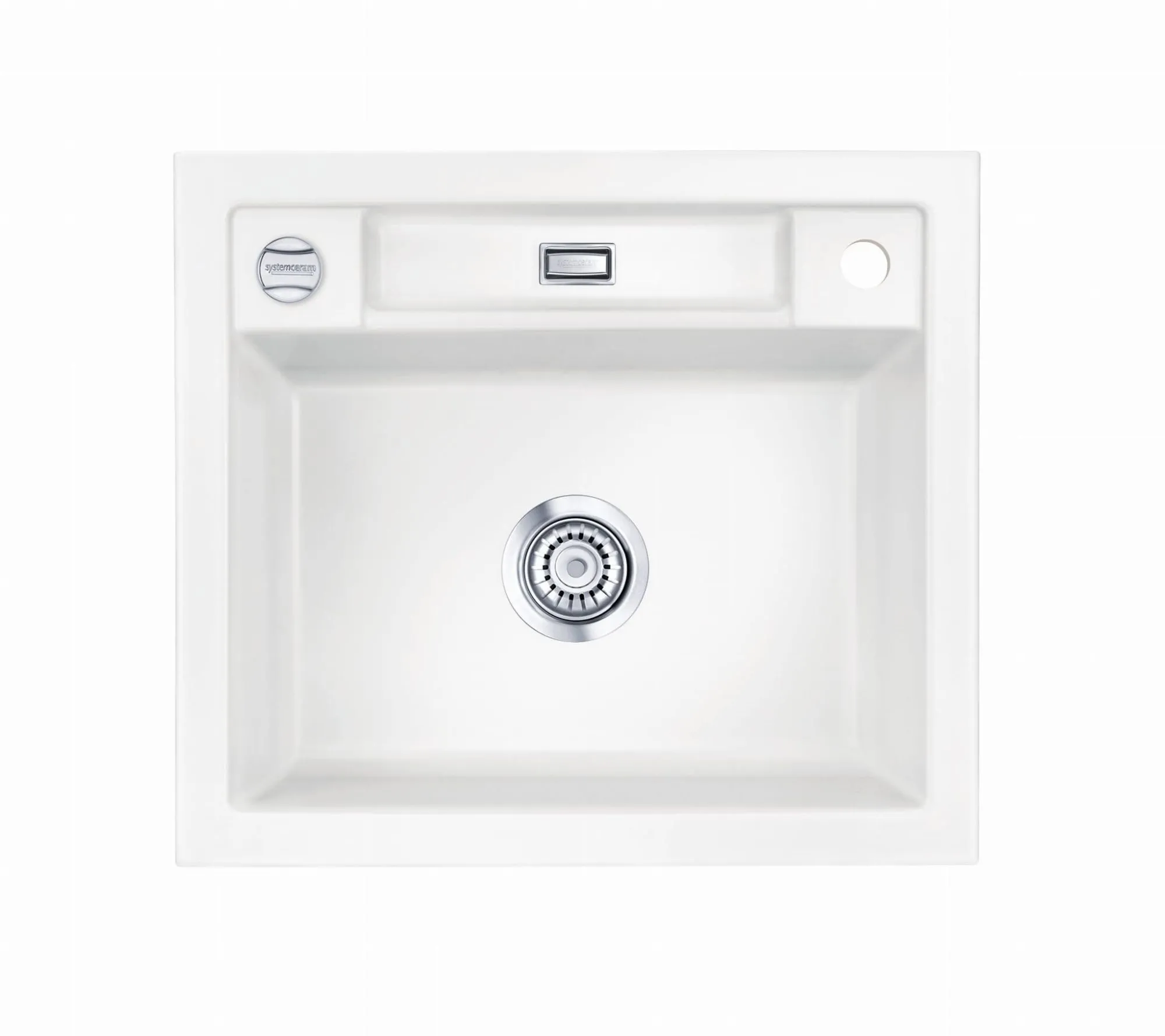 Systemceram Bela 57 Polar, zlewozmywak ceramiczny, korek manualny