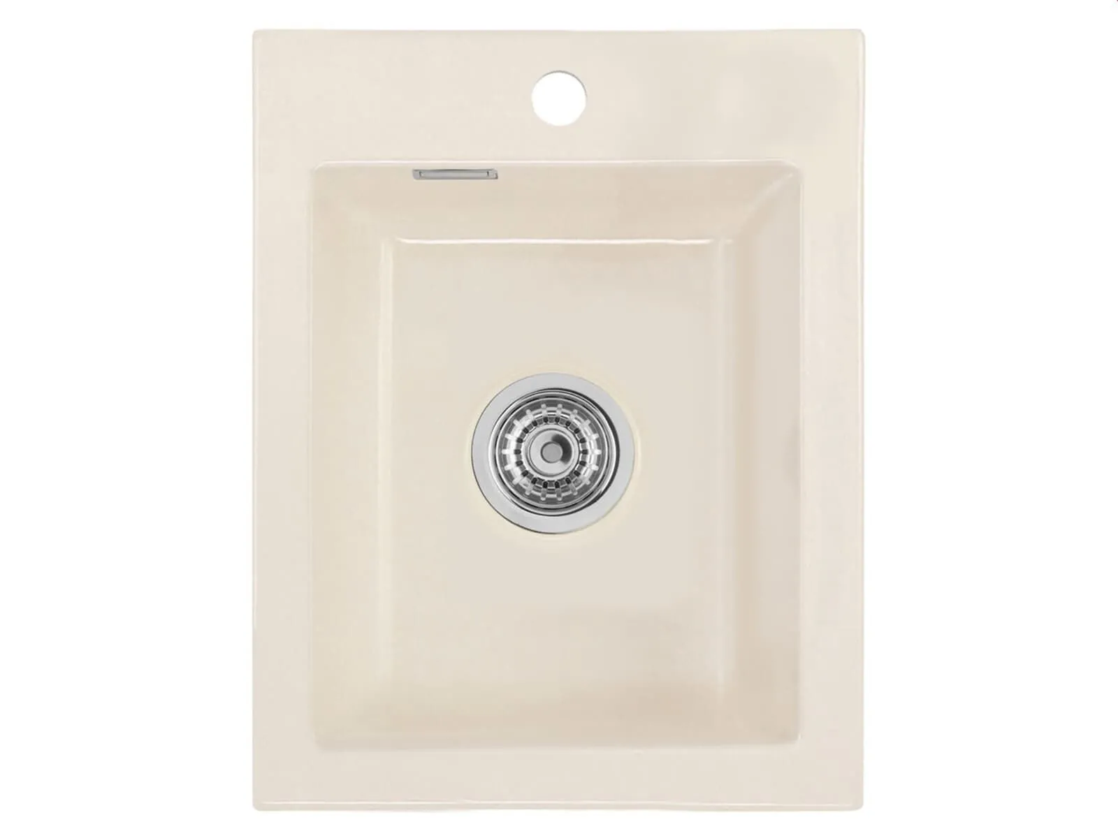 Systemceram Mera 39 Magnolia, zlewozmywak ceramiczny , korek manualny