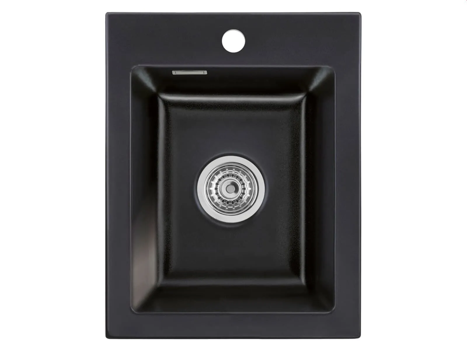 Systemceram Mera 39 Nero, zlewozmywak ceramiczny , korek manualny