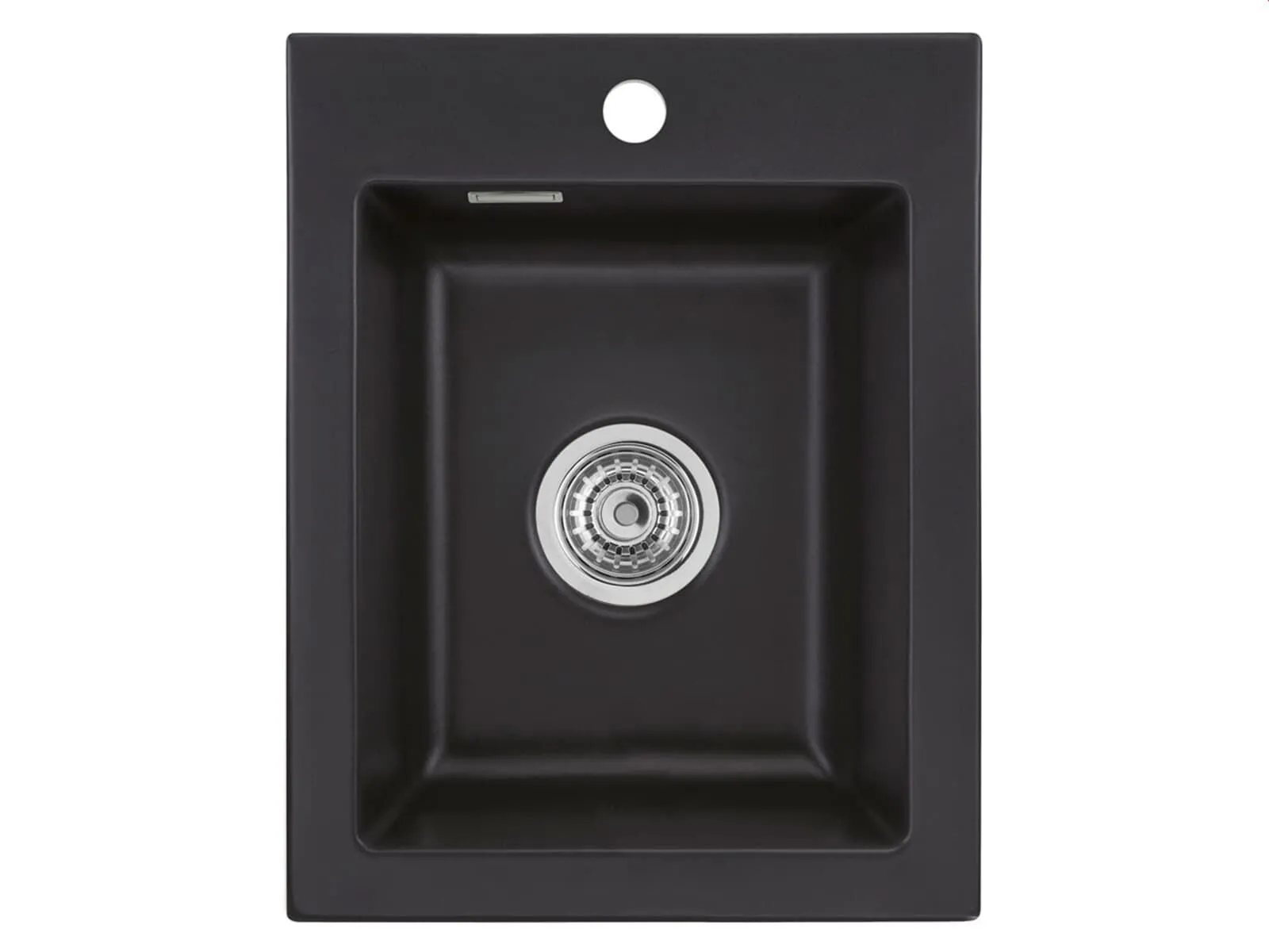 Systemceram Mera 39 Nigra, zlewozmywak ceramiczny , korek manualny