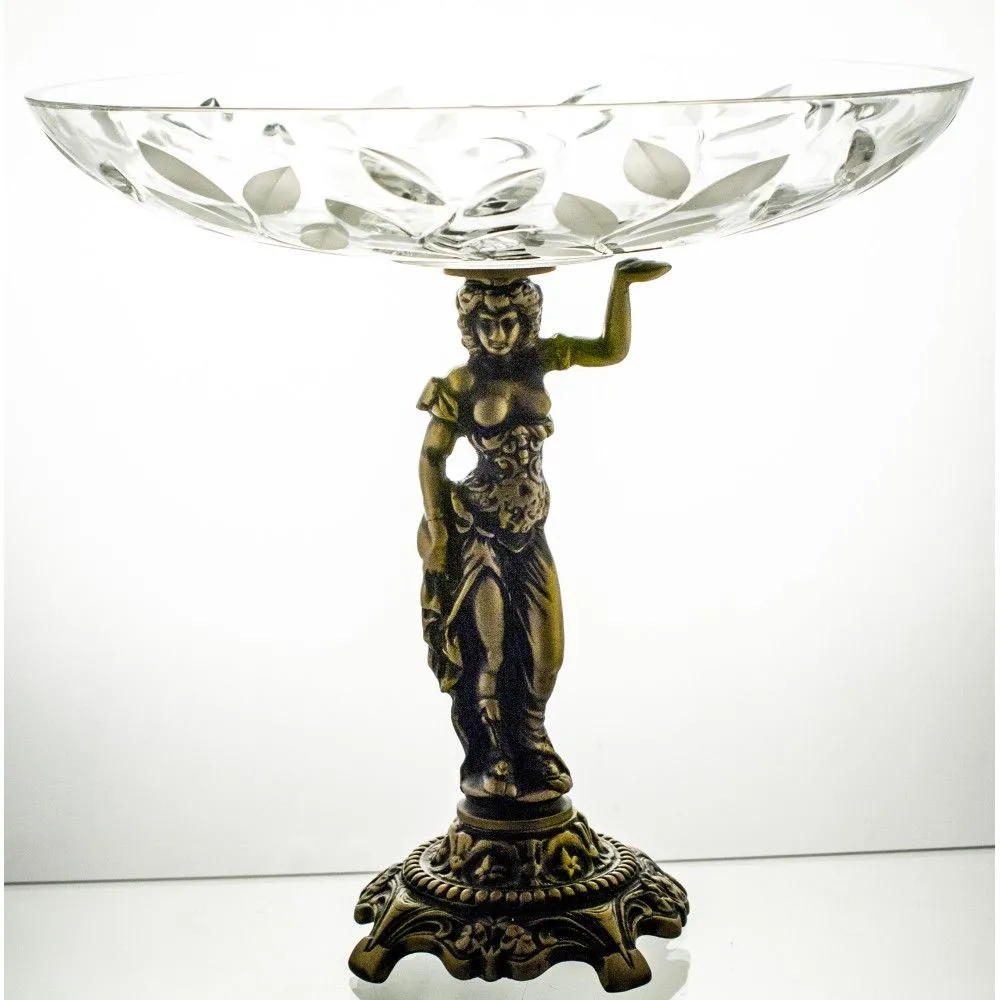 Crystal Julia Owocarka talerz na ciasto owoce z mosiądzem