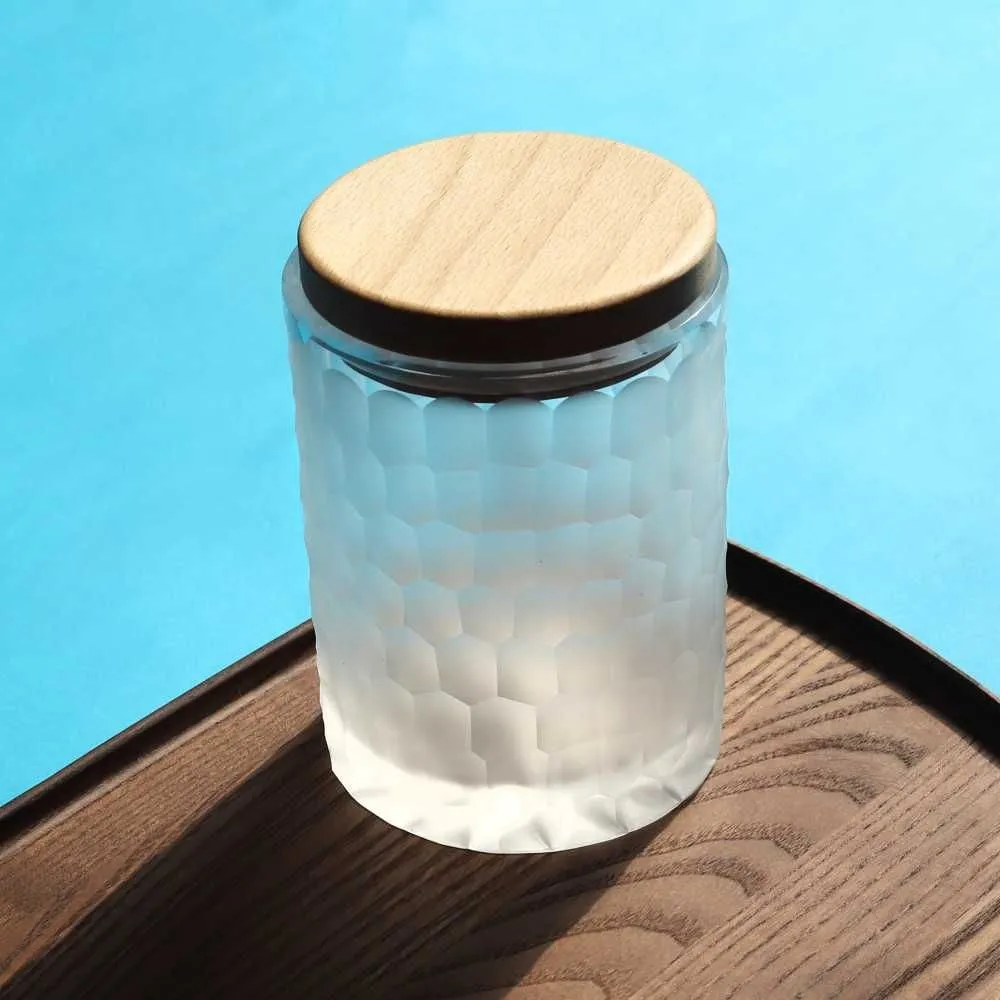 Crystal Julia Pojemnik kryształowy z drewnianym deklem 13 cm