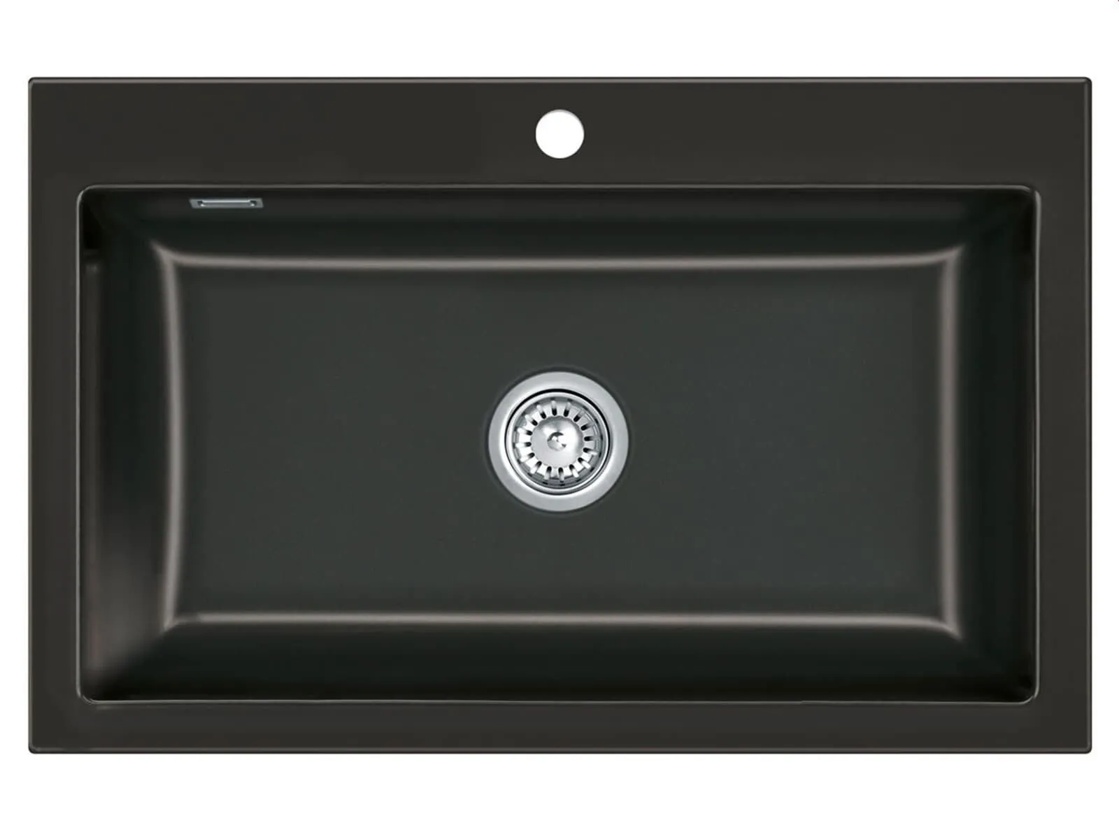 Systemceram Mera 80 Nero Zlew ceramiczny, korek manualny