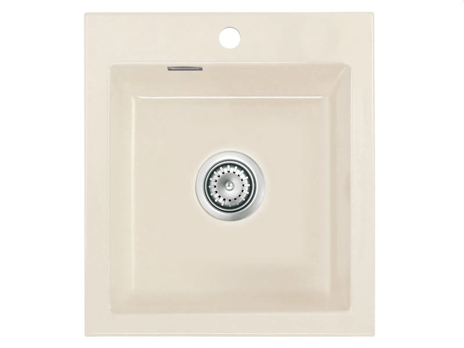 Systemceram Mera 46 Magnolia, Zlew ceramiczny, korek manualny