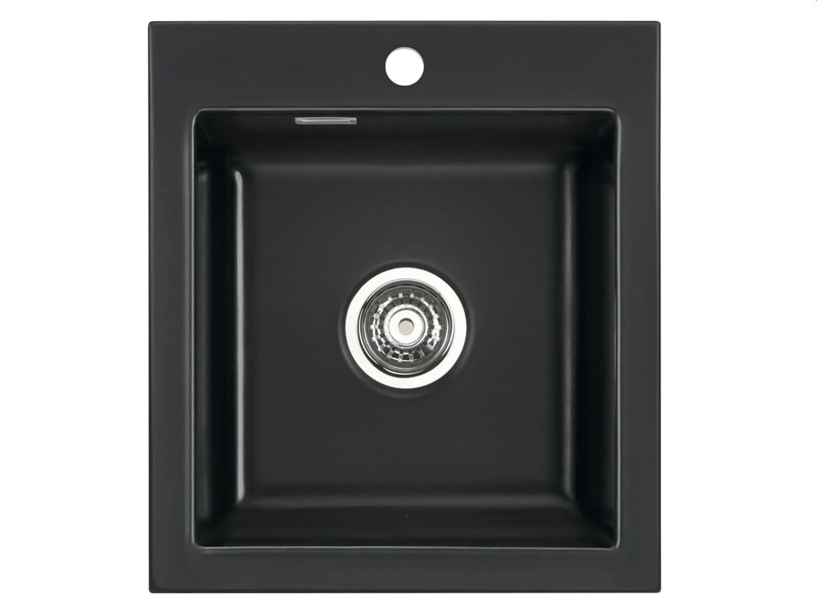 Systemceram Mera 46 Nero, Zlew ceramiczny, korek manualny